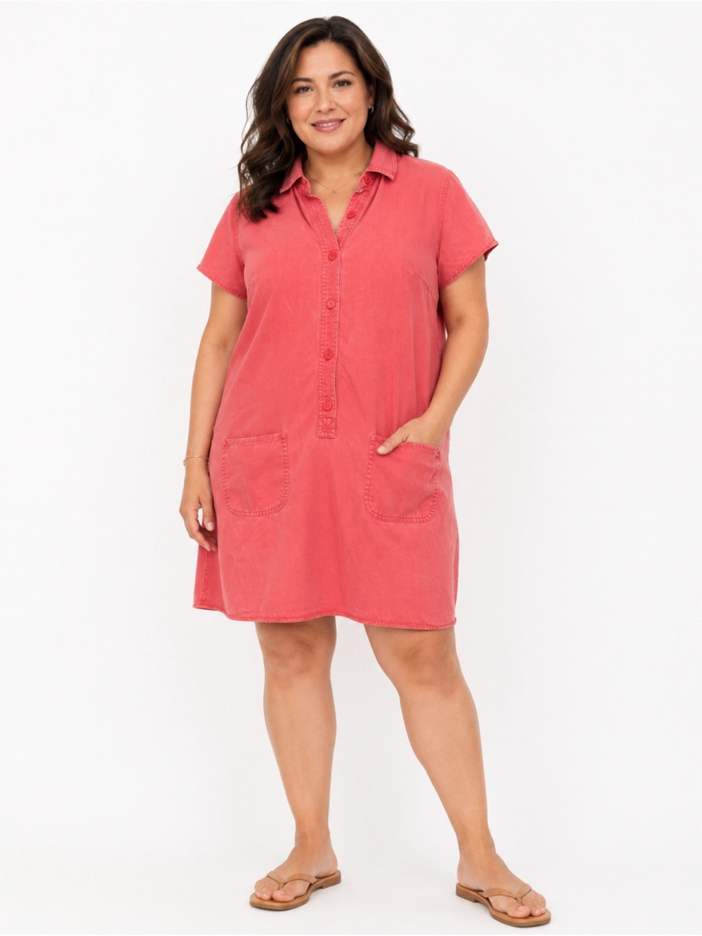 🌸2/20 Talbots Petites Coral Dress Coastal Beach Preppy Resort Cotton blend 12 P